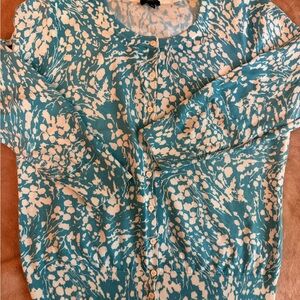 Talbots Blue Boxy 3/4 Sleeve Blouse